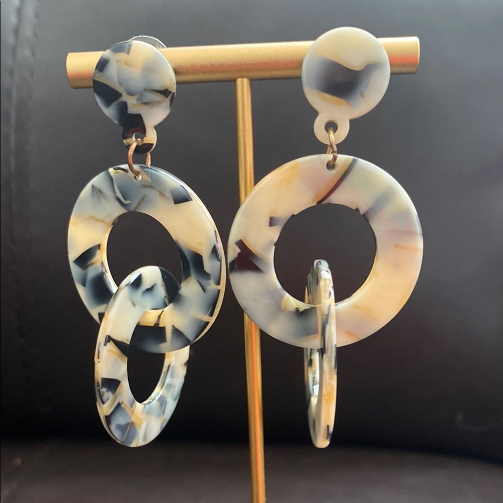Acrylic Teardrop Earrings with Crystal Accents